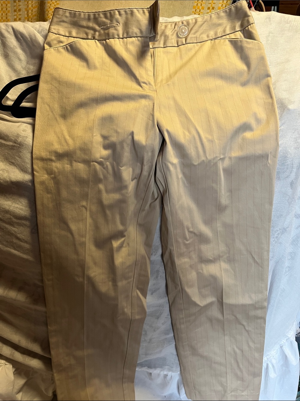 George Light Beige Pinstripe Straight-Leg Pants size 8 15”waist